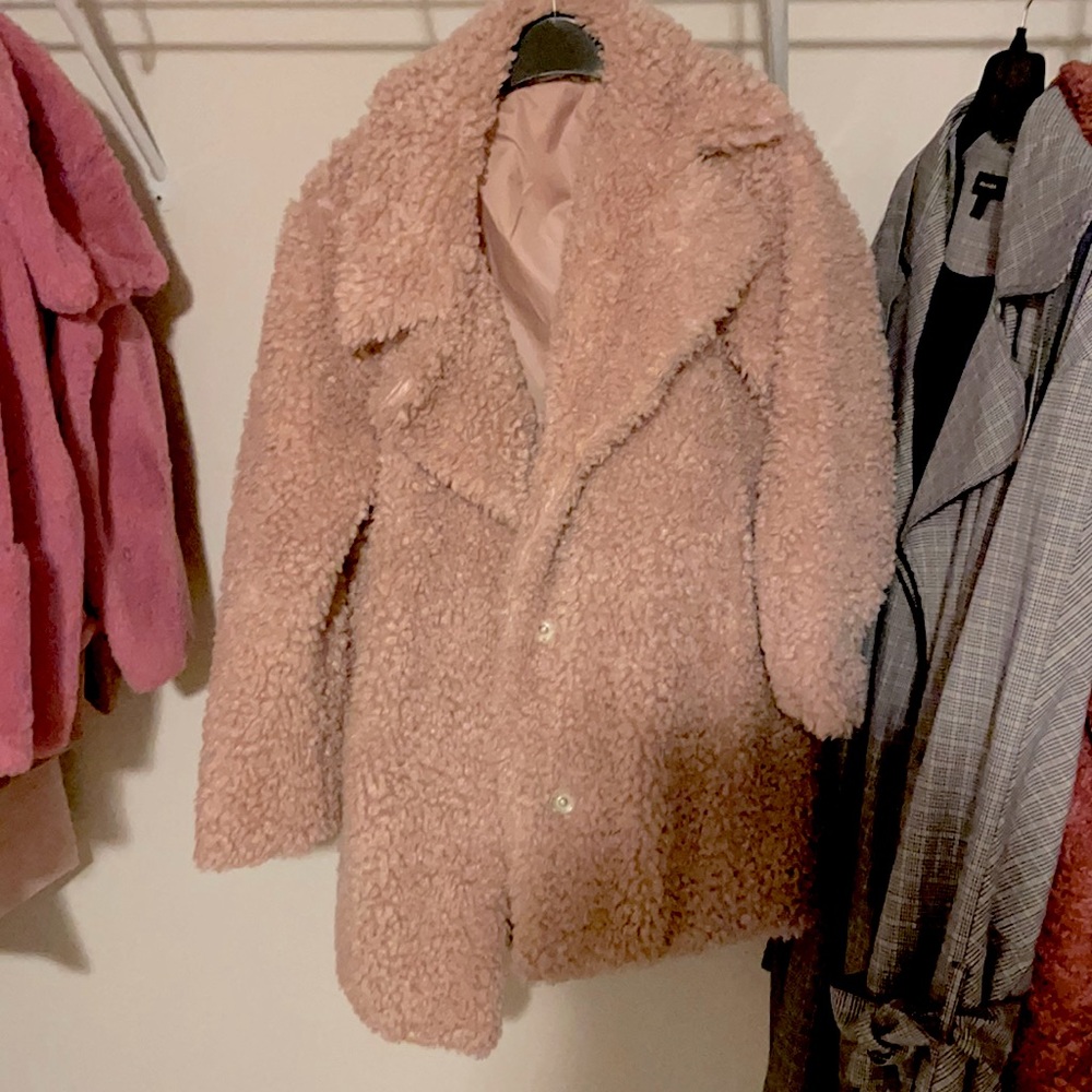 Teddy Bear Notch Collar reversible faux fur coat